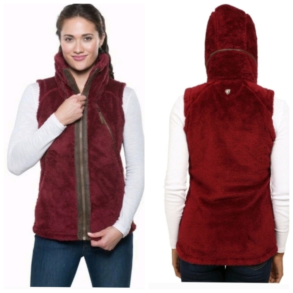KÜHL Flight Burgundy Italian Fleece Zip Up Vest Size Medium